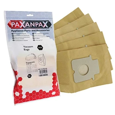 Imagen de Paxanpax VB450 Bolsas compatibles para Panasonic &#039;C20E&#039; MCC, MCCG, MCE Cylinder Series (Paquete de 5), Papel, marrón
