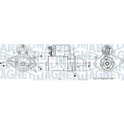 Imagen de MAGNETI MARELLI 063721407010 Motor de arranque 12 1,1 8 PEUGEOT: 107 Hatchback, TOYOTA: Aygo, CITROËN: C1 I
