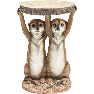 Imagen de Kare Design mesa auxiliar Suricata Marrón, 33cm diámetro, de centro, motivo suricata, salón, sofa, mesita noche, 52x35x33 cm