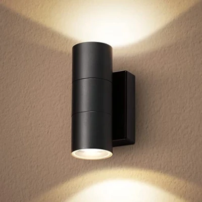 Imagen de CELAVY LED Aplique Pared Exterior 3000K Blanco Cálido, de Impermeable IP65 Lampara GU10 Aluminio, Luz para Terraza Entrada Jardin Balcón Garaje, Negro
