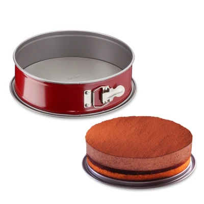 Imagen de Tefal Delibake J16412 Molde de repostería redondo 23 cm, forma redonda desmontable y con gran fondo, revestimiento antiadherente, fácil desmonte, acero al carbono, grosor 18/10, rojo