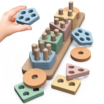Imagen de Joozmui Montessori Wisdom Juguetes Rompecabezas de Madera 1 2 3 Años, para Actividades y Desarrollo Juego Año (B)
