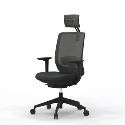 Imagen de Silla de oficina profesional Actiu Trim Carbon Black malla hasta 150 kg y uso 24 horas Respaldo regulable en altura asiento profundidad Top Ergonomía Salud (Brazos 2D, Con cabezal)