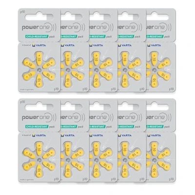 Imagen de PowerOne Pilas para audífonos (tamaño 10, PR70, 60 unidades)