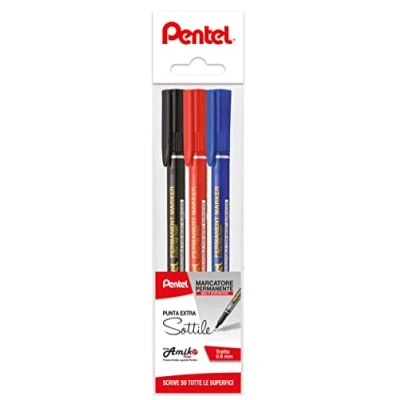 Imagen de Pentel NF450 marcador permanente punta extrafina colores ass.ti 3 unids