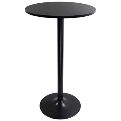 Imagen de KKTONER Mesa de Bar Alta con Redonda,Hecho MDF Negro Redondo