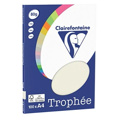 Imagen de Clairefontaine Trophée Mini resma de papel, 100 hojas, A4, 21 x 29.7 cm, color gris perla