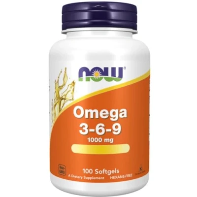 Imagen de Now Foods, Omega 3 6 9, 1000 mg, con Aceites Vegetales, Alta Dosificación, 100 Cápsulas blandas, Probadas en Laboratorio, Sin Soja, Gluten, No OGM