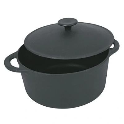 Imagen de Tradifonte Cocotte Redonda De Hierro Fundido Esmaltada Negra Ø 26 Cm, 5 L