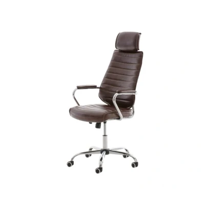 Imagen de CLP Silla De Oficina Rako Tapizada En Simil Cuero &amp; Base con Ruedas I Ejecutiva Altura Regulable Giratoria, Color:Burdeos