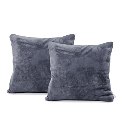 Imagen de DecoKing 2 Fundas de Almohada 45 x cm, Microfibra, Cremallera, Forro Polar, Grafito, Antracita, Gris