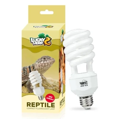 Imagen de LUCKY HERP bombilla UVA UVB para reptiles, 23 W, 10.0 UVB, kit de luz terrario y vivero, fluorescente tortuga, lagarto, dragón barbudo