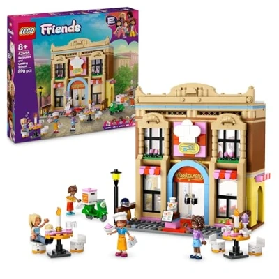 Imagen de LEGO Friends Restaurante y Escuela de Cocina Juguete Construcción para Niñas 8 Años o Más, 4 Mini Muñecos (Leo, Marta, Sara Aliya) Figura Gato, Utensilios Cocinita Comida 42655