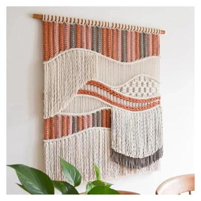 Imagen de YXLYFDLY Macrame Pared Tapiz Tejido Hecho A Mano De Algodón para Colgar En La Macramé Color, Arte Ancho, Fondo Dormitorio Apartamento(Style 3)