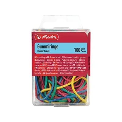 Imagen de Herlitz Anillo de goma 20 70 mm diámetro, 100 unidades en caja colgante, varios colores