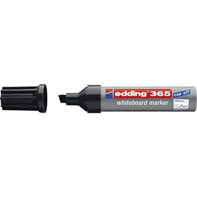 Imagen de edding 365 marcador para pizarras blancas negro 1 rotulador punta biselade 2 7 mm pizarra blanca, vidrio, tablón de notas, flipchart se puede borrar en seco y sin residuos, no seca