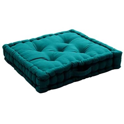 Imagen de Enjoy Home, Cojín de Suelo con asa, 50 x 10, Esmeralda, Algodón Certificado Oeko Tex, Lavable a Mano, Reciclado, Capitonado para asegurar un Buen Atuendo, Colección Panamá