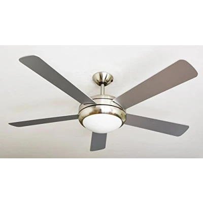 Imagen de AireRyder 2 Ventilador de Techo Ursa con iluminación y Control Remoto, Estructura níquel Satinado, Color Las aspas Plata/Nogal, 132 cm, 75 W, x 43 cm
