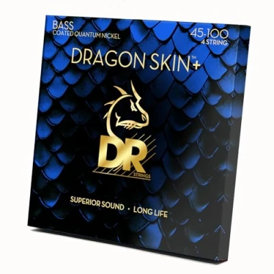 Imagen de DR DBQ 45/100 DRAGON SKIN+™, Cuerdas de bajo con revestimiento níquel cuántico, Sonido superior tacto agradable y larga vida útil: Medio ligero 45 100