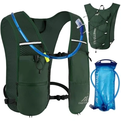 Imagen de ONETOALL Chaleco Trail Running Hombre 6L con Bolsa de Agua 2L, Mochila Hidratación para Mujer Ultraligero y Transpirable, Mochilas Ciclismo MTB