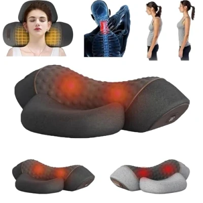 Imagen de almohada de masaje cuello 3 en 1 Core Hero, masajeador Fisiorest 1, Artuvate (masaje + compresa caliente bolsa aire) Dark Gray