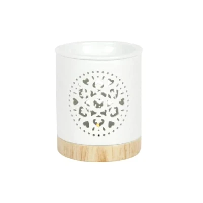 Imagen de Dashing Quemador de Aceite cerámica Blanca Manadala Recortado 11,5 cm x 10,5 (1 Unidad) Diseño majestuoso, Material Primera Calidad Ideal para decoración del hogar y la Oficina