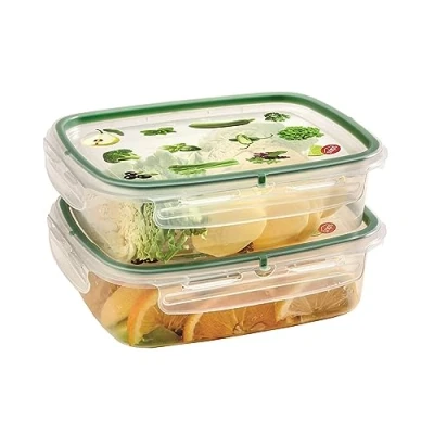 Imagen de Snips, Snipslock Contenedor rectangular para Alimentos 1.40 Lt, Set 2 pzs Envase Alimentos, Caja de Almacenamiento Frigorífico 23.5 x 18.5 11 cm, Made in Italy, 0% libre BPA y ftalatos