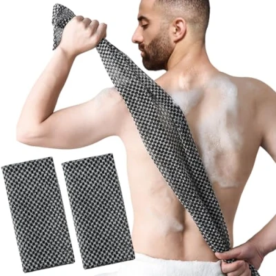 Imagen de EUPSIIU 2 Piezas Esponja Cuerpo, Exfoliante Ducha Scrub Baño Wash Cloth, para La Espalda, Lufa Accesorio De Limpiar, Exfoliación, Masajee (Negro)