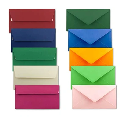 Imagen de PAPEL NUEVO 25 sobres de colores variados DIN largo 110 x 220 mm adhesivo mixto colores/adhesivo húmedo con y sin forro GUSTAV NEUSER