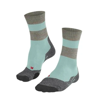 Imagen de FALKE Tk2 Explore W So Lana Hilo Funcional Antiampollas Gruesos, Calcetines para correr Mujer, Verde Mint 7630 Stripe, 35 36