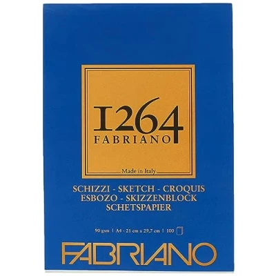 Imagen de Honsell 19100632 Fabriano Schizzi 1264 Bloc de bocetos (encolado en la cabeza, 90 g/m², DIN A4, 100 hojas papel boceto blanco marfil, sin ácidos, ligeramente granulada, para todas las