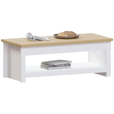 Imagen de Vida Designs Arlington Mesa de café, Madera ingeniería, White, H 40.5 x W 105 D 47 Cm