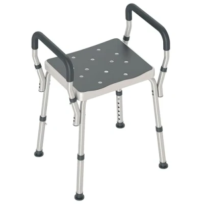 Imagen de HOMCOM Taburete de Ducha Silla Personas Mayores con Altura Regulable para Aluminio Antideslizante Carga 150 kg Ancianos y Discapacitados