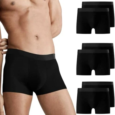 Imagen de Falechay (Pack de 6 Calzoncillos Hombre Deportivos Boxer Shorts Algodon Boxers Underwear Cómoda S 3XL Negro XXL