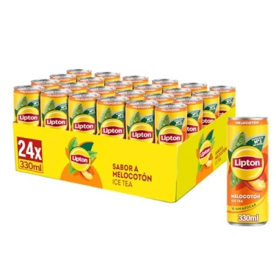 Imagen de Lipton Té helado con sabor a melocotón, cero azúcar y bajo en calorías, pack de 24 latas 330 ml, 7.92 litros total