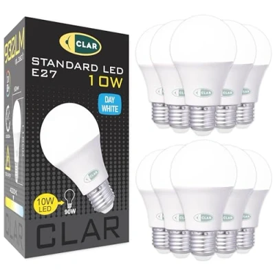 Imagen de CLAR Bombilla LED E27 4000K, Luz Neutra, Bombillas Neutra E27, LED, 10W (Pack 10)