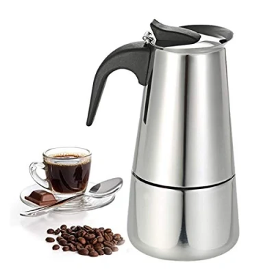 Imagen de Cafetiere Cafetera italiana de inducción acero inoxidable 2 tazas (100 ml) para café expreso, moca y capuchinos con leche