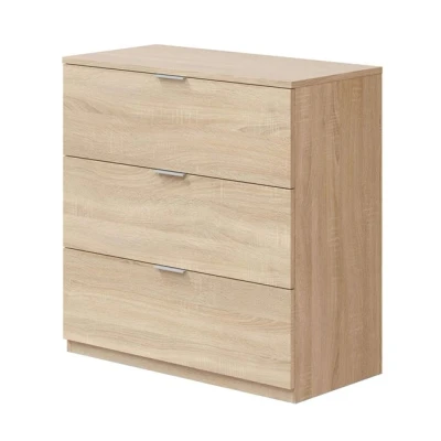 Imagen de Habitdesign, Comoda 3 Cajones, Dormitorio, Modelo LowCost, Acabado en Roble, Medidas: 77 cm (Ancho) x 80 (Alto) 38 (Fondo)