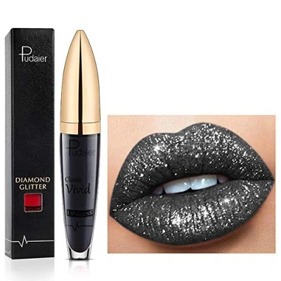 Imagen de Lápiz labial de brillo labios con diamante 18 colores líquido mate brillante, Barra antiadherente larga duración Labio suave natural (18)