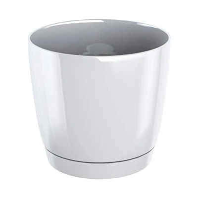 Imagen de Maceta redonda de plastico Coubi Round P en color blanco 24 (largo) x (ancho) 22 (altura) cm