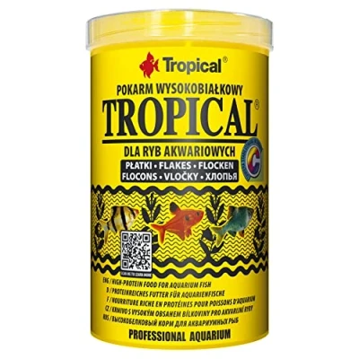 Imagen de Tropical Comida Principal, alimento en Copos para Todos los Peces Ornamentales, 1 Unidad (1 x l), 1000 ml, 200