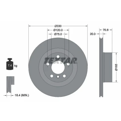 Imagen de TEXTAR PRO 92256303 Disco de freno 330 20 05/06 120 ventilación interna revestido sin perno sujeción rueda, buje rueda BMW: X3, X4