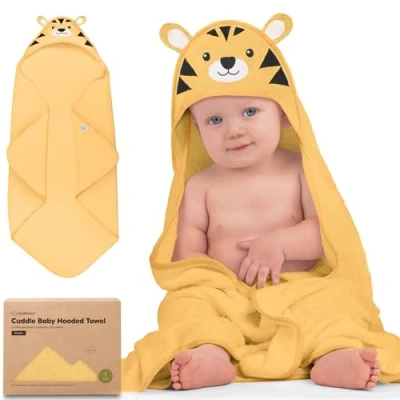 Imagen de KeaBabies Toalla de baño Toallas con Capucha Suave para bebé bambú orgánico Infantil Natural (Tiger)