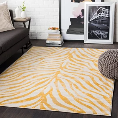 Imagen de Surya Alfombra Geométrica Luanda Alfombras Salon Modernas, Comedor, Cocina, Habitación Abstractas Estilo Bohemio, Fácil de Cuidar Grande 160x220cm, Mostaza