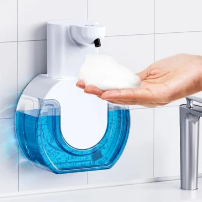 Imagen de Dispensador Automático de Jabón, Eléctrico Espuma 420 ml Montaje en Pared, Recargable por USB sin Tacto para Cocina Baño