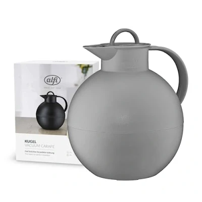 Imagen de alfi KUGEL 0,94 l, graphite grey, jarra isotérmica de plástico con inserción higiénica vidrio duro, tapón rosca, pieza diseño, ideal como café, té, sin BPA