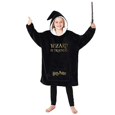 Imagen de Harry Potter Sudadera Oversize Niña Niño Manta para Niños (Negro)