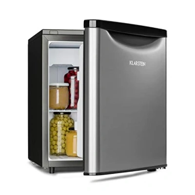 Imagen de Klarstein Yummy Refrigerador con compartimento congelador, R600a, 42 dB, 1 x estante de rejilla, incluye bandeja goteo, 45 L, congelador: 3 litros, refrigerador: plateado