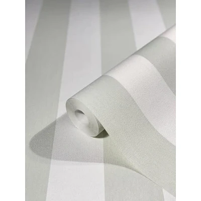 Imagen de WALLCOVER Papel Pintado Verde Rayas Landhaus Blanco Claro Líneas Moderno Finas Estructura 10.05 x 0.53 m Fabricado en Alemania