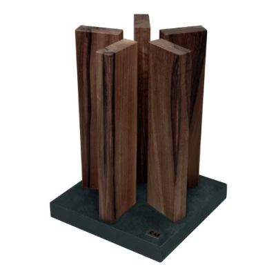 Imagen de KAI Bloque de cuchillos magnético Stonehenge nogal con base granito Madera premium Espacio para 10 Dimensiones 21 x 28 30 cm